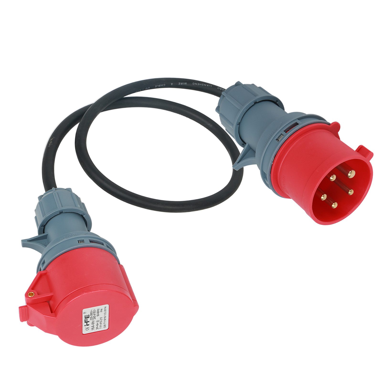 TWSOUL 5G2.5 5P 32A Stecker auf CEE 16A Kupplung, 1M 32A auf 16A, 5 x 2,5 mm CEE-Adapterkabel, 100 cm, robuste CEE Verlängerung IP44 für Außenbereich