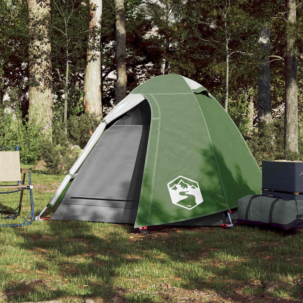 furnicato Faltzelt Campingzelt Kuppel 214x130x107 cm Grün, (1 tlg), Wetterfestes Wanderzelt mit E-Anschluss und integrierten Netzwänden