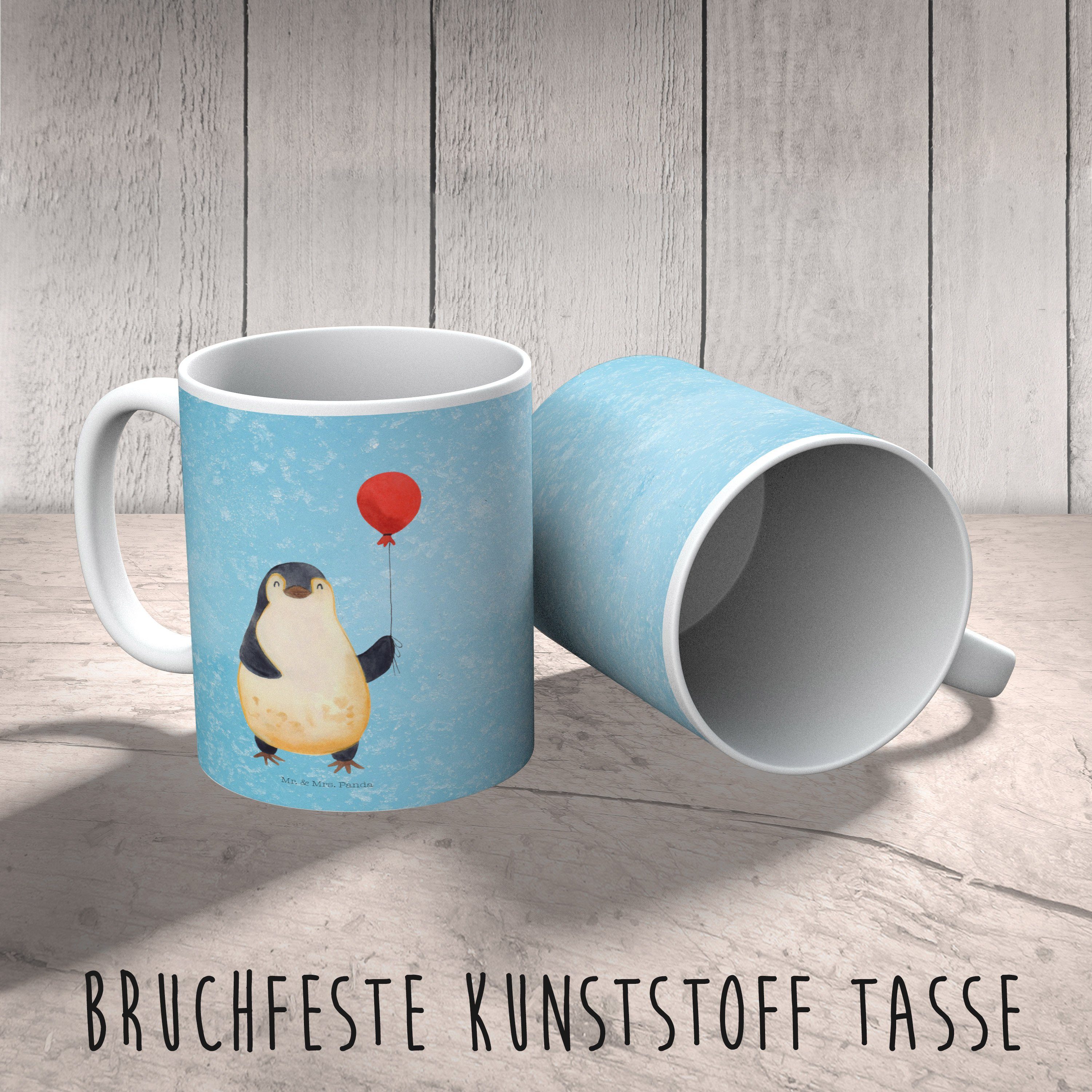 Mr. & Kindergarten, Mrs. - Panda Luftballon Eisblau Kunststoff Kinderbecher - Becher, Pinguin Geschenk, Camping