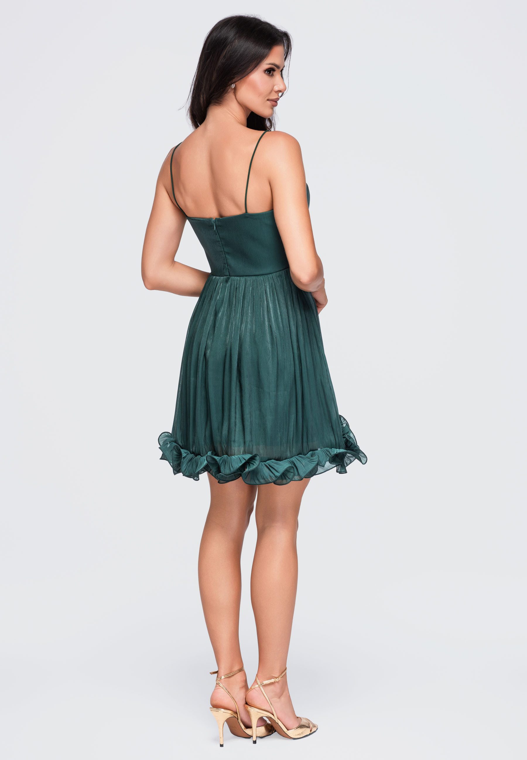 OMBRE Abendkleid Damen Abendkleid mit fließendem Schnitt Grün S (kein Set, 1-tlg)