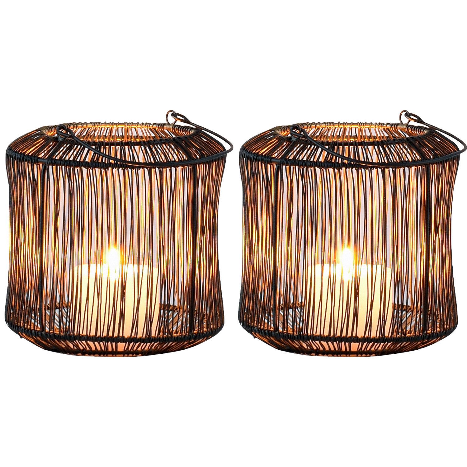 Marrakesch Orient & Mediterran Interior Teelichthalter 2er Set Skandinavische Deko Windlicht Kerzen Teelichthalter Schwarz (2 St), Handarbeit