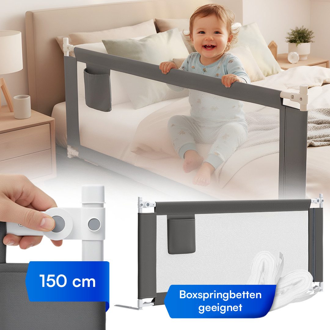 Bellabino Bettschutzgitter Drina höhenverstellbar 69–99 cm (Dunkelgrau, mit günstig online kaufen
