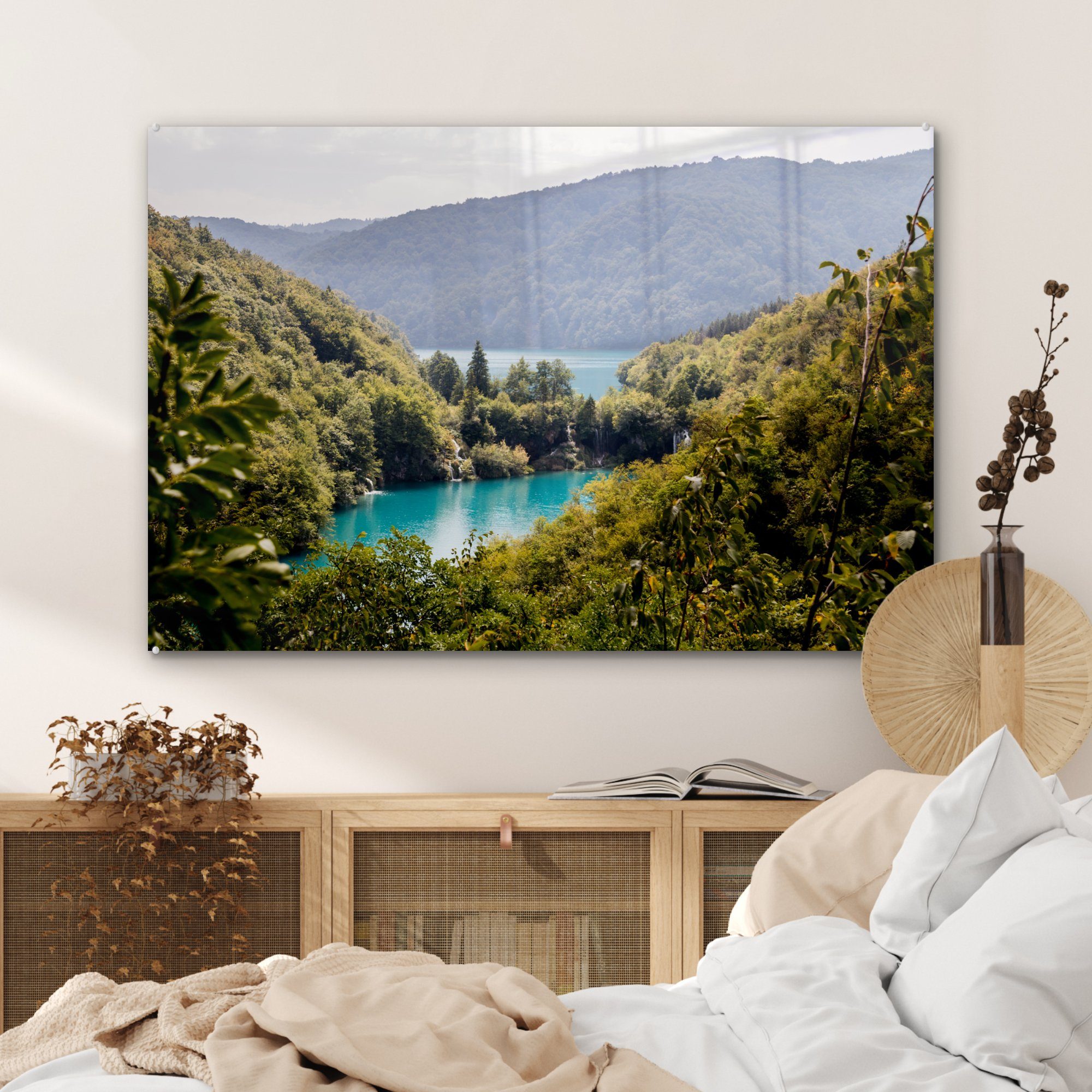 & Seen, Die Acrylglasbild Landschaft Nationalparks MuchoWow St), wunderschöne des (1 Schlafzimmer Plitvicer Wohnzimmer Acrylglasbilder