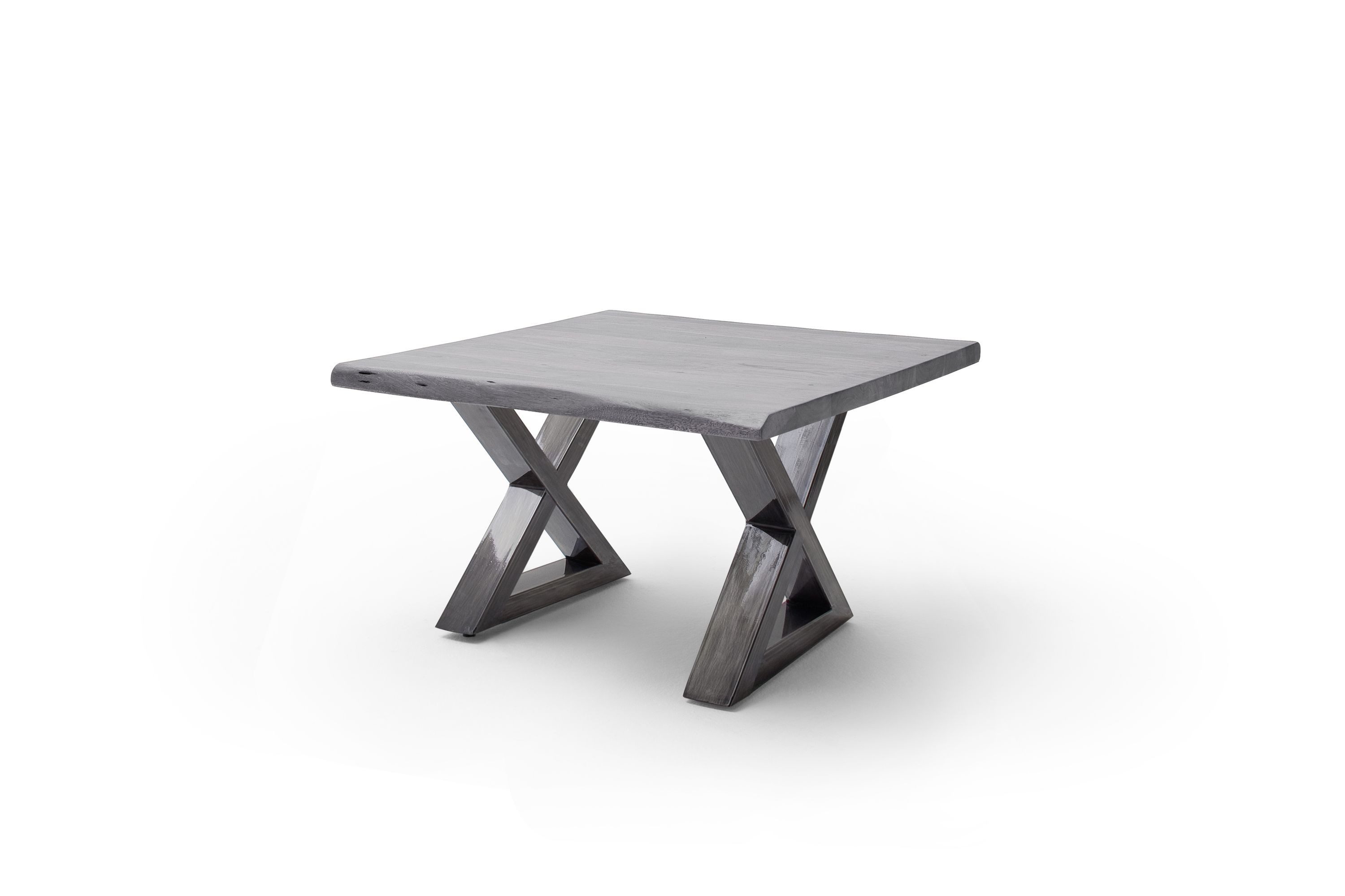 Robas Lund Couchtisch CARTAGENA, Couchtisch Akazie Grau m. X-Gestell Antik gewischt 75x45x75 cm