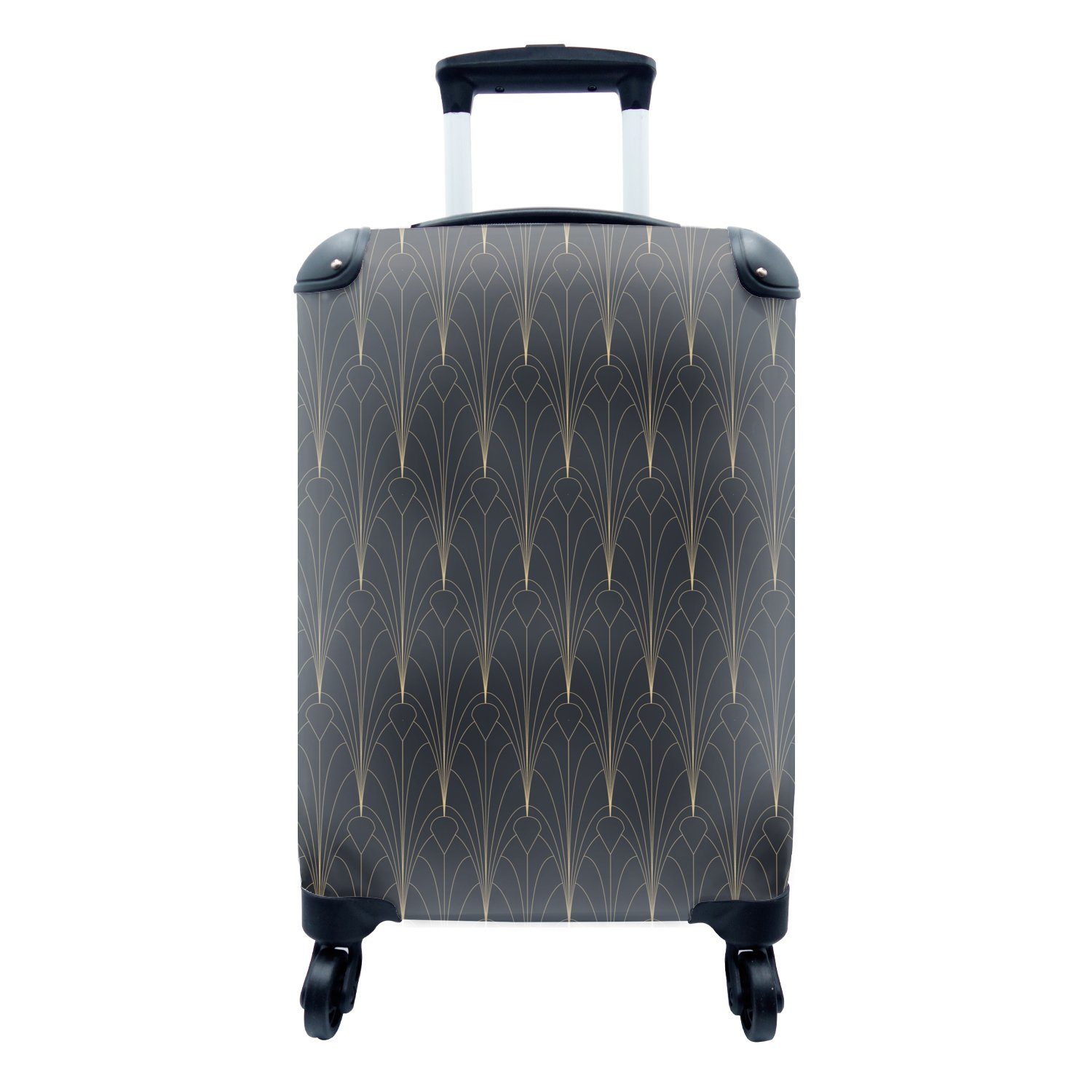 MuchoWow Handgepäckkoffer Luxus - Art Deco - Modernismus - Gold, 4 Rollen, Reisetasche mit rollen, Handgepäck für Ferien, Trolley, Reisekoffer