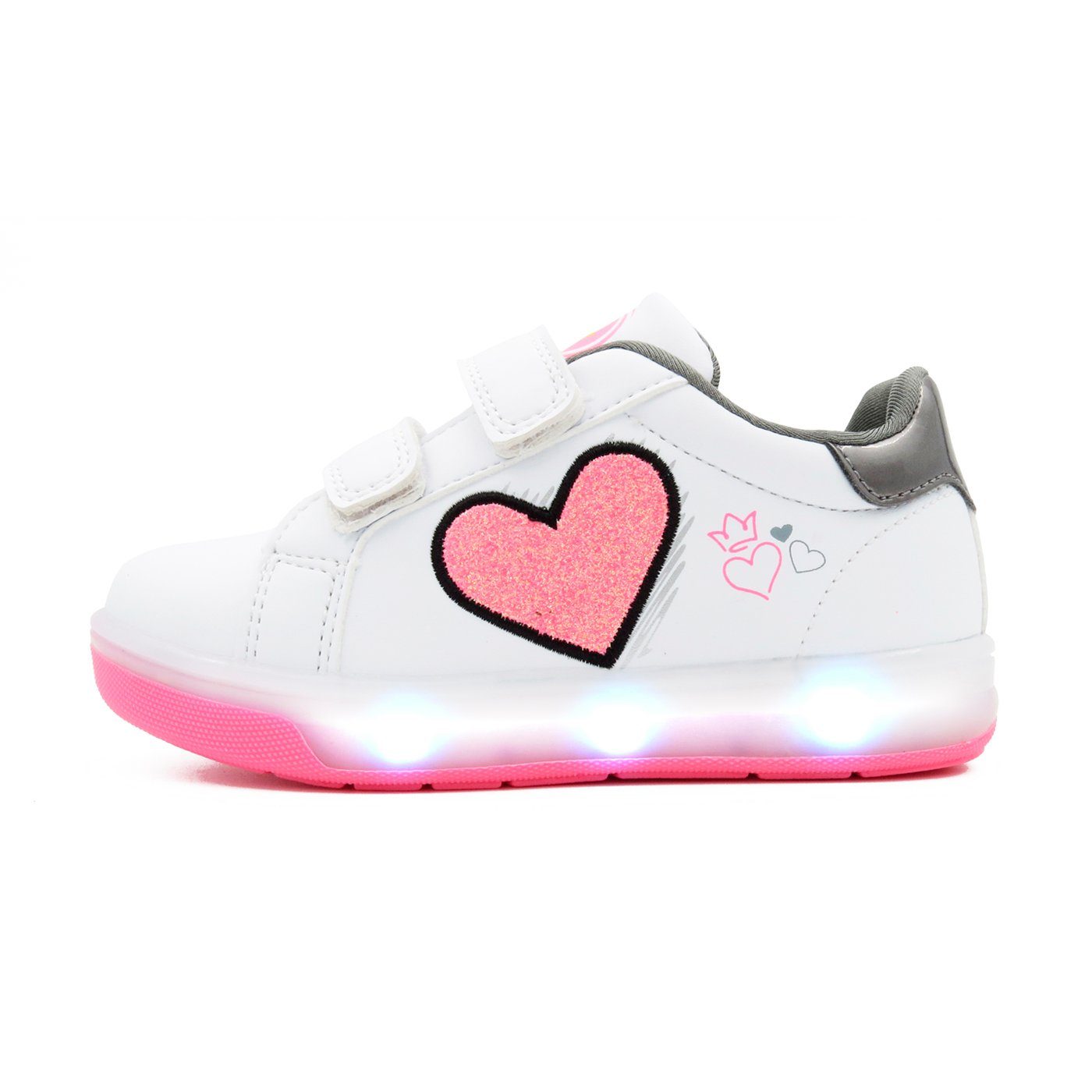 mit LED Sneaker LED LIGHT Leuchtsohle, BREEZY Sneaker Breezy atmungsaktive 2196110 Material, Klettverschluss