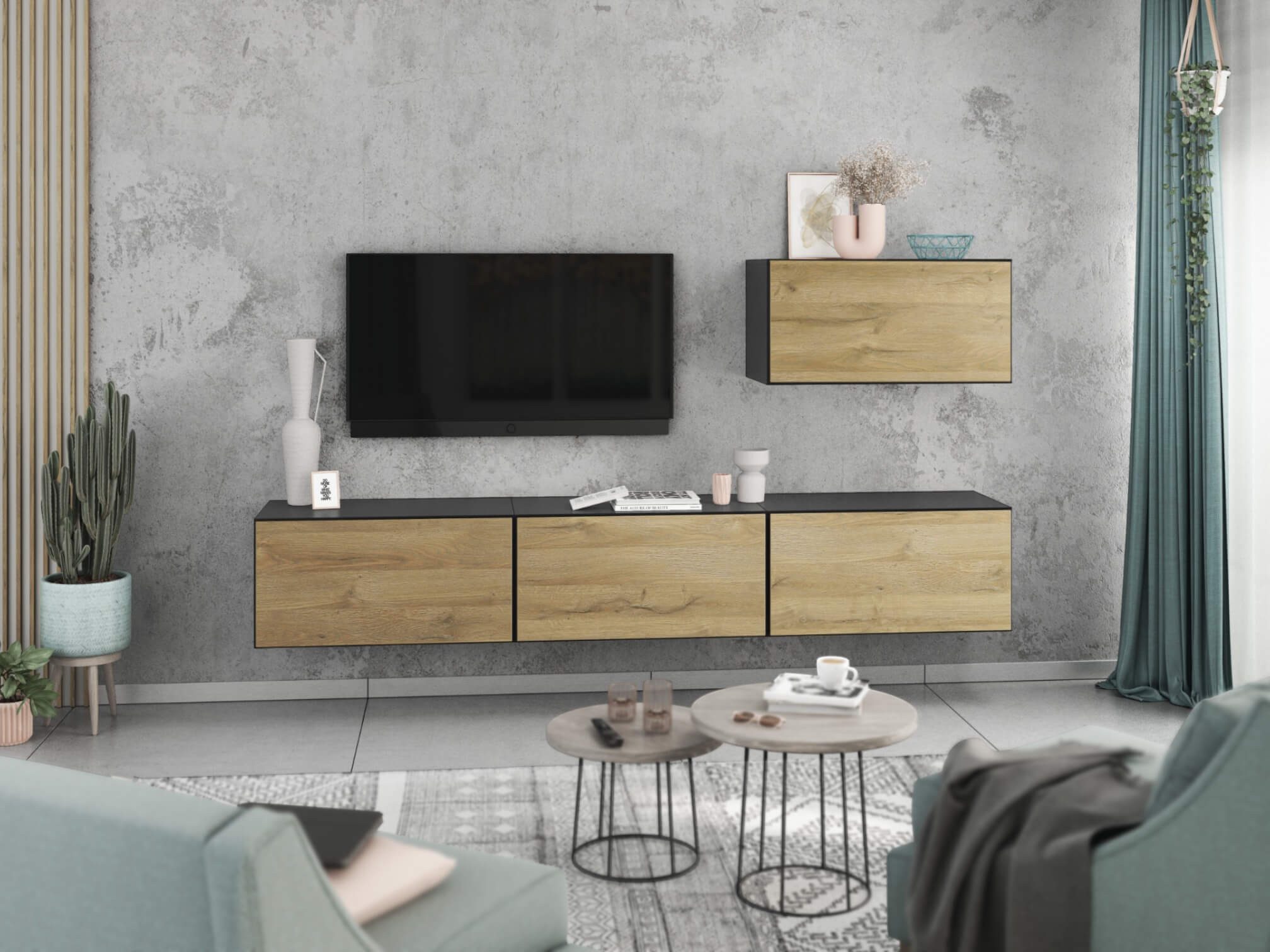 moebel-dich-auf Wohnwand VARIANTO 4, (4- teilig., besteht aus 4x Schrank mit Klappe), MDF Fronten tiefgezogen, Softclose