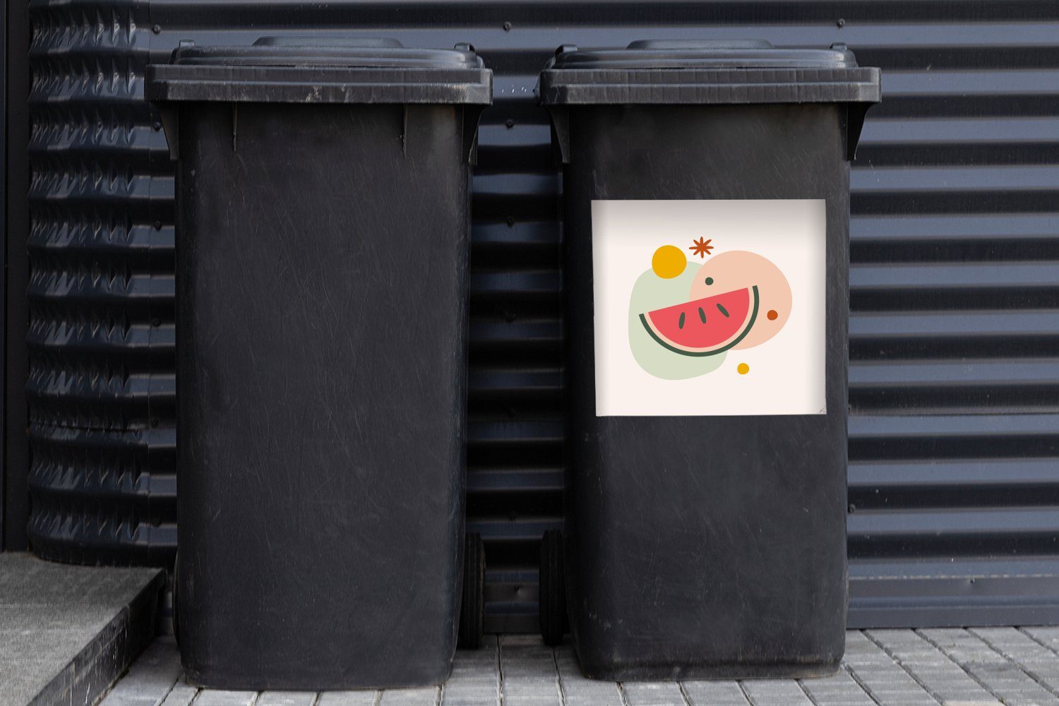 MuchoWow Wandsticker Wassermelone - Sticker, (1 St), Obst Container, Abfalbehälter Sommer - Mülleimer-aufkleber, Mülltonne