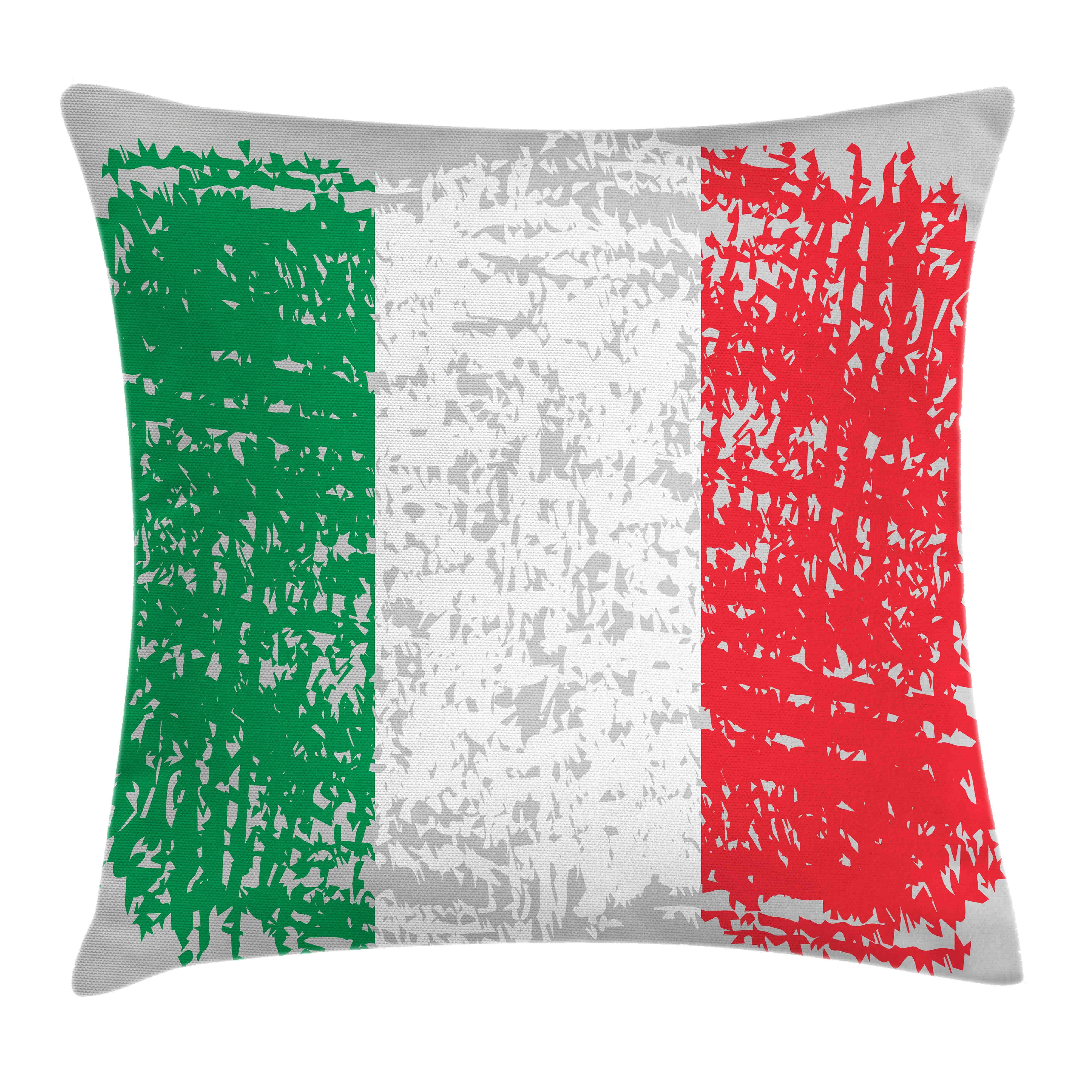 Klaren Reißverschluss Farben (1 Kissenhülle Stil Grunge Stück), Italien mit Druck, Brushstroke Farbfesten Flagge mit Waschbar Abakuhaus Beidseitiger Kissenbezüge