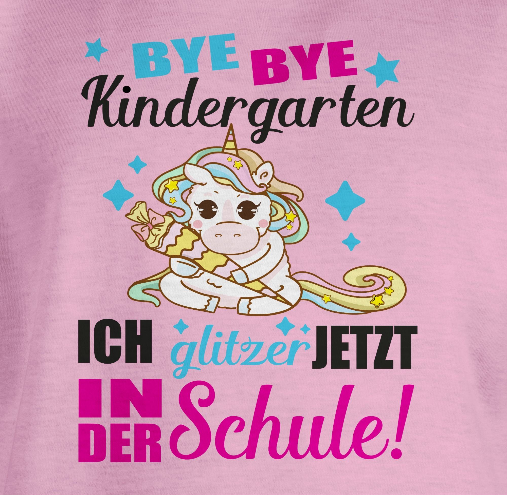 Shirtracer T-Shirt Ich glitzer jetzt in der Schule Einhorn Einschulung Mädchen