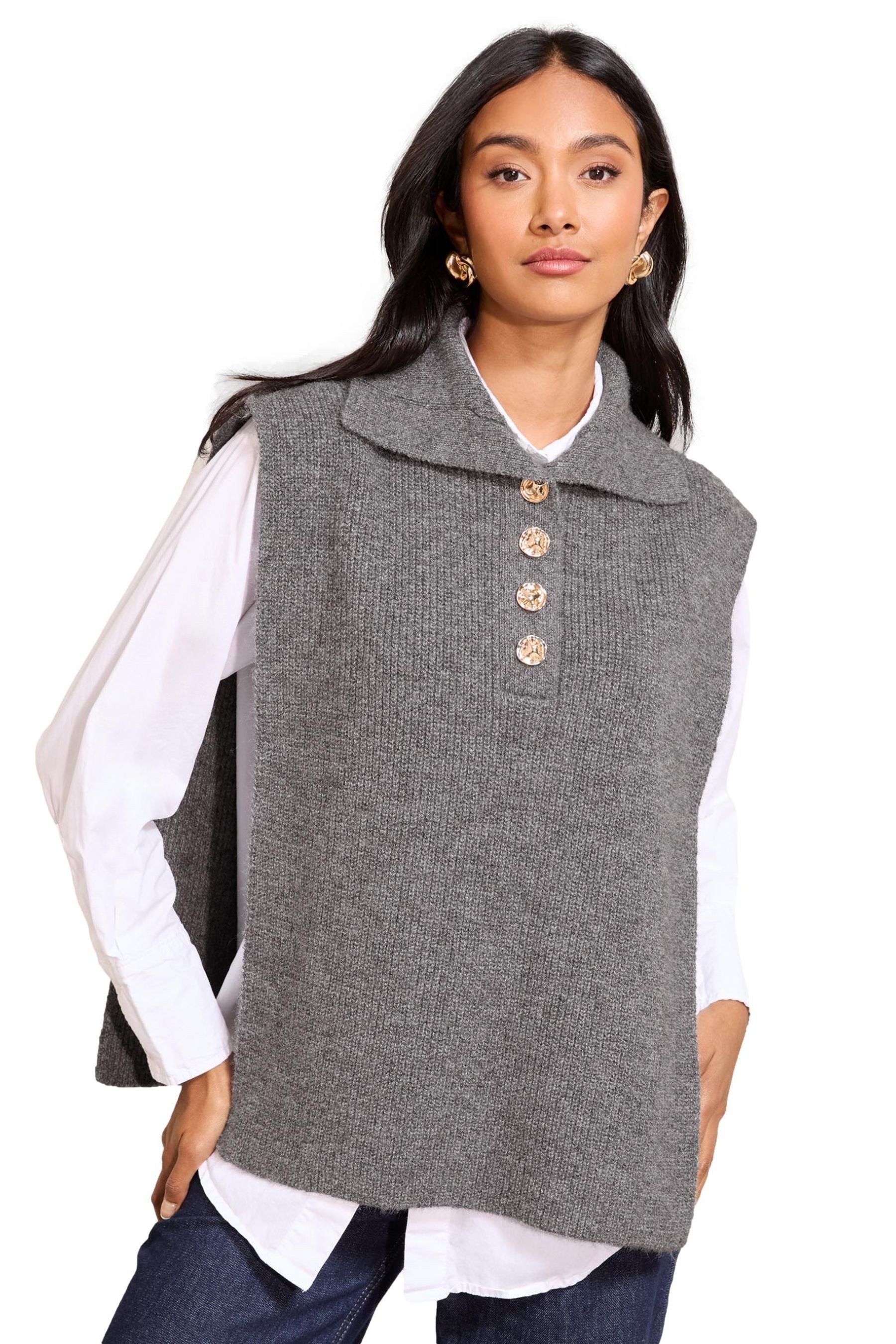 Poncho Friends Like These Stricküberwurf mit Knöpfen