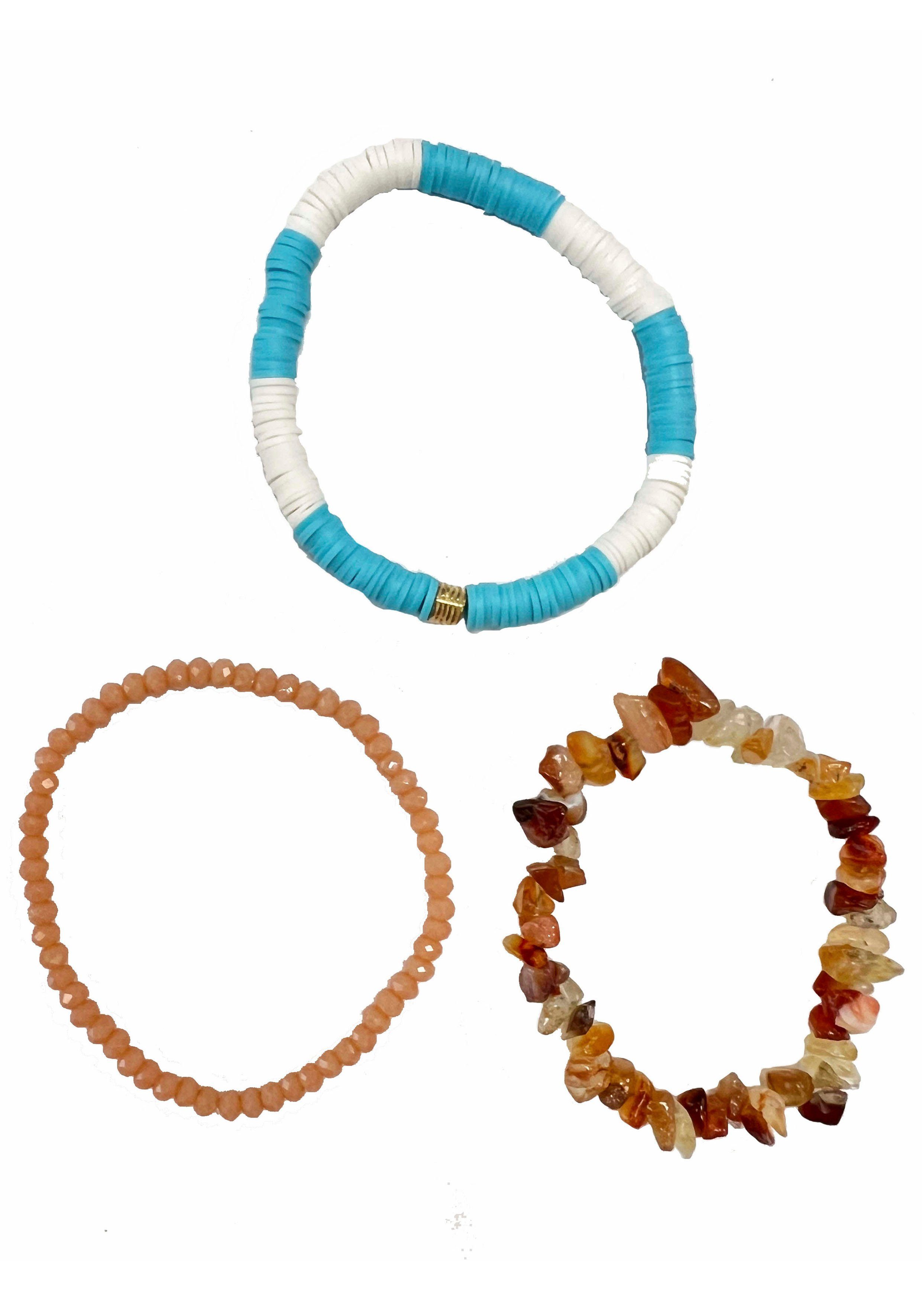 Firetti Armband Set Multipack Schmuck Geschenk Zugarmbänder Steinarmband Edelstein (Set, 3-tlg), Made in Germany - mit Achat, Glasstein
