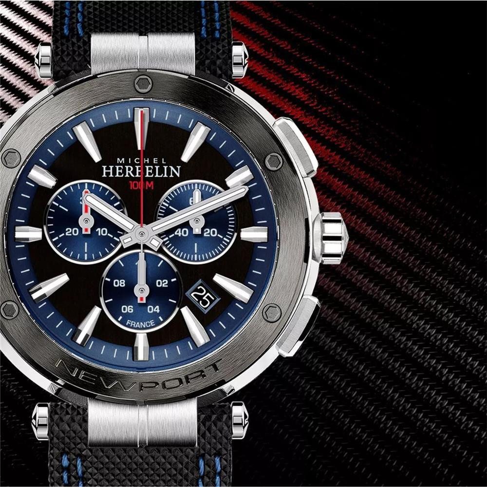 Michel Herbelin Quarzuhr Michel Herbelin Herrenarmbanduhr Newport Chrono Edelstahl 37688AG65, (1-tlg)
