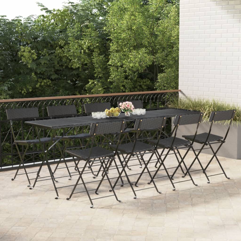 und Gartenstuhl Stahl furnicato Rattan 8 Stk. Klappbar Poly Bistrostühle Schwarz