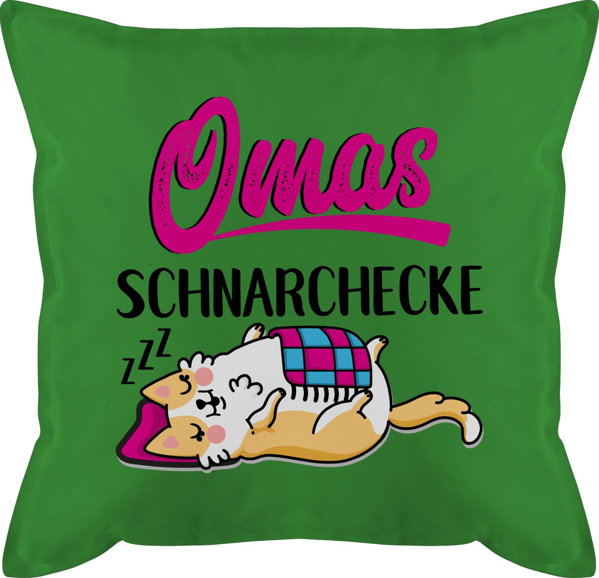 Shirtracer Dekokissen Omas Schnarchecke - schwarz/fuchsia, Oma Großmutter 3 Grün