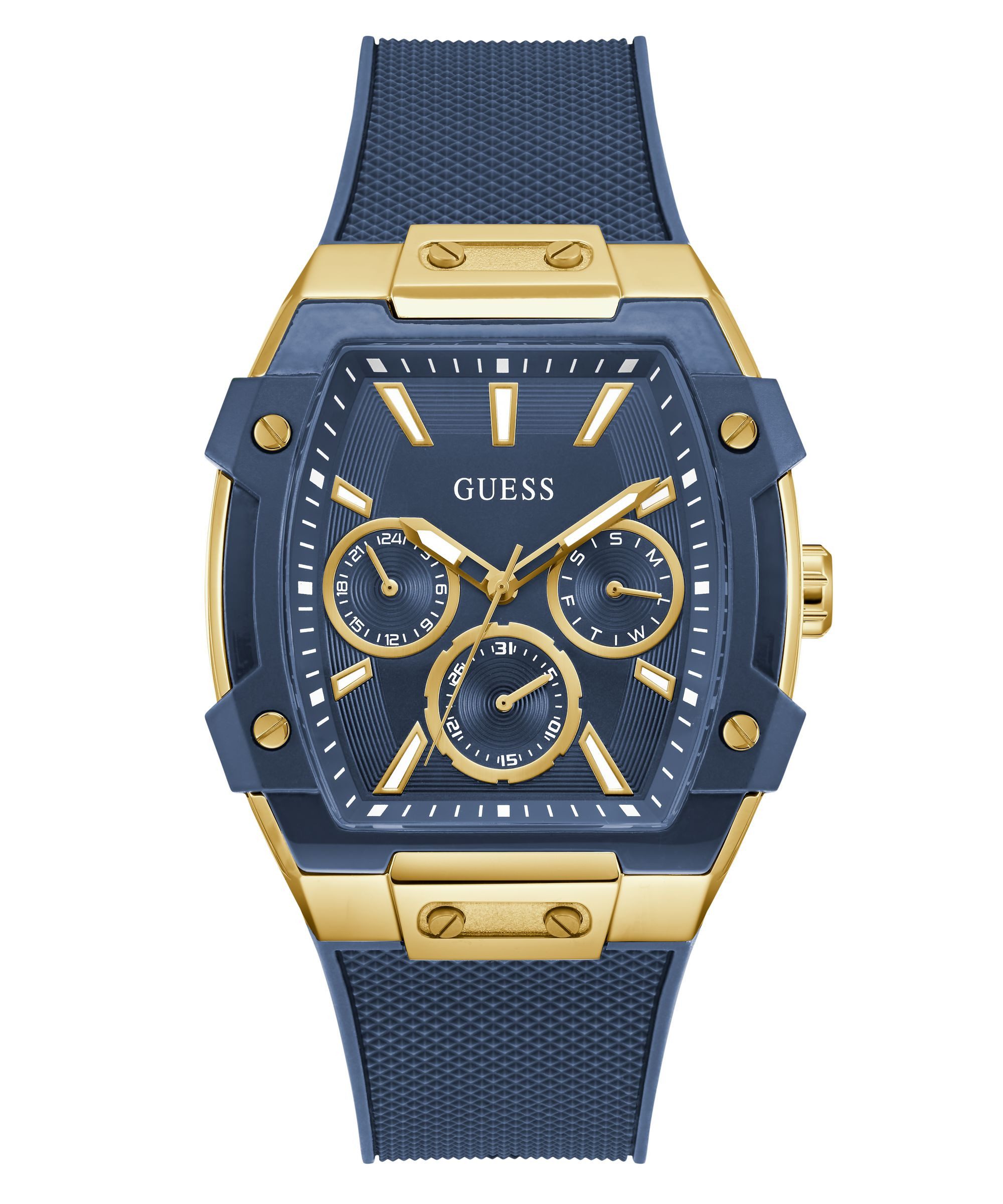 Guess Multifunktionsuhr PHOENIX GW0956G5, Quarzuhr, Armbanduhr, Herrenuhr, Silikonarmband, analog, Wochentag