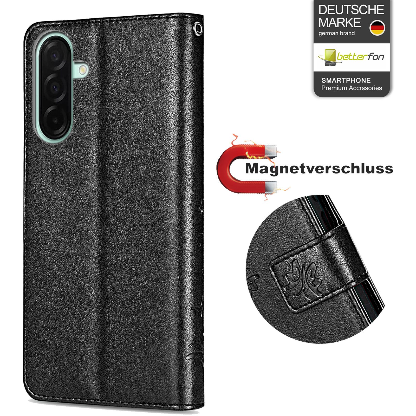 betterfon Handyhülle Handytasche für Samsung Galaxy A26 5G Handyhülle Klapphülle, Bookstyle-Hülle: Magnetverschluss 3 Kartenfächer & Standfunktion – Bild 3 von 5
