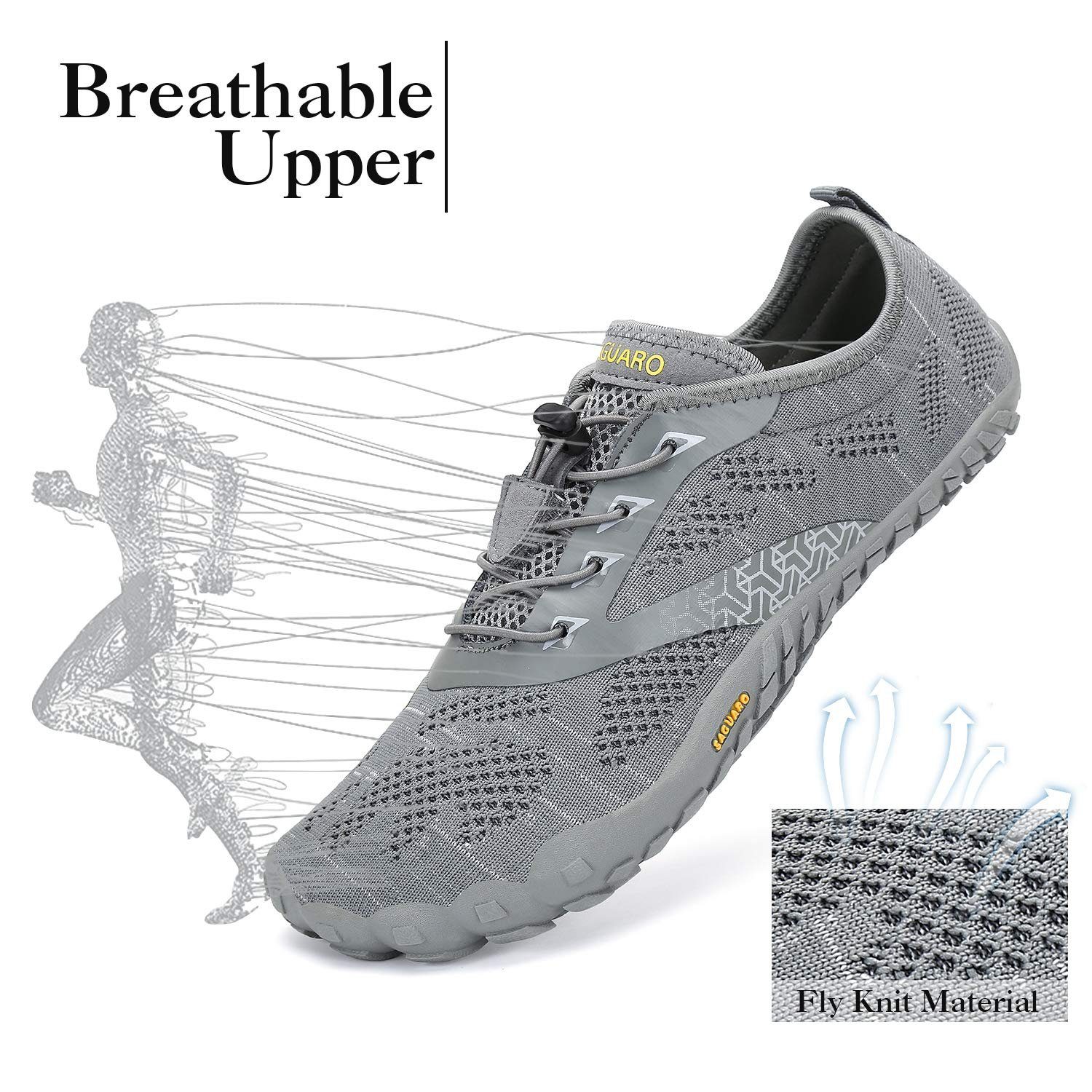 SAGUARO Sport Sommer Barfußschuh (5mm Sohlenstärke, Nullabsatz, bequem, leicht, atmungsaktiv, rutschfest) Minimalschuhe Laufschuhe Sport-Schuhe Jogging Sneaker Trail-Running