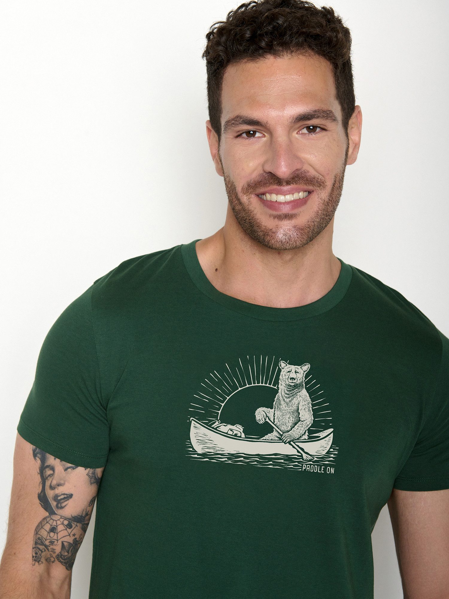 GreenBomb T-Shirt Guide Bear Canoe (1-tlg., 1) klassischer Schnitt, tailliert, Rundhalsausschnitt, Bio-Baumwolle