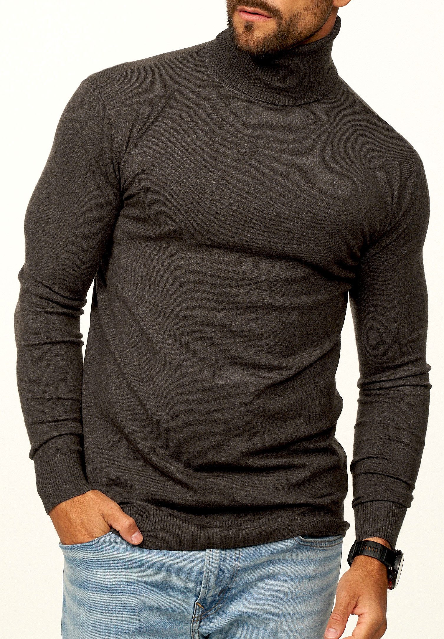 DAILY COTTON Rollkragenpullover als Feinstrick Pulli in Slim Fit für Herren Männer Winterpullover - Casual & Business Look Rolli