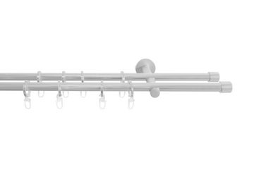 Gardinenstange Stilgarnitur Zug, 2-lauf, SN DECO GROUP, Ø 25 mm, Fixmaß, Verschraubt, Komplettset mit Ringen, Vorhangstange