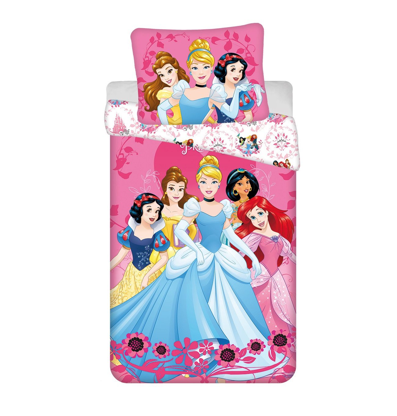 Disney Kinderbettwäsche Prinzessinnen Design Kuschelige Baumwolle, 140x200 cm & 70x90 cm
