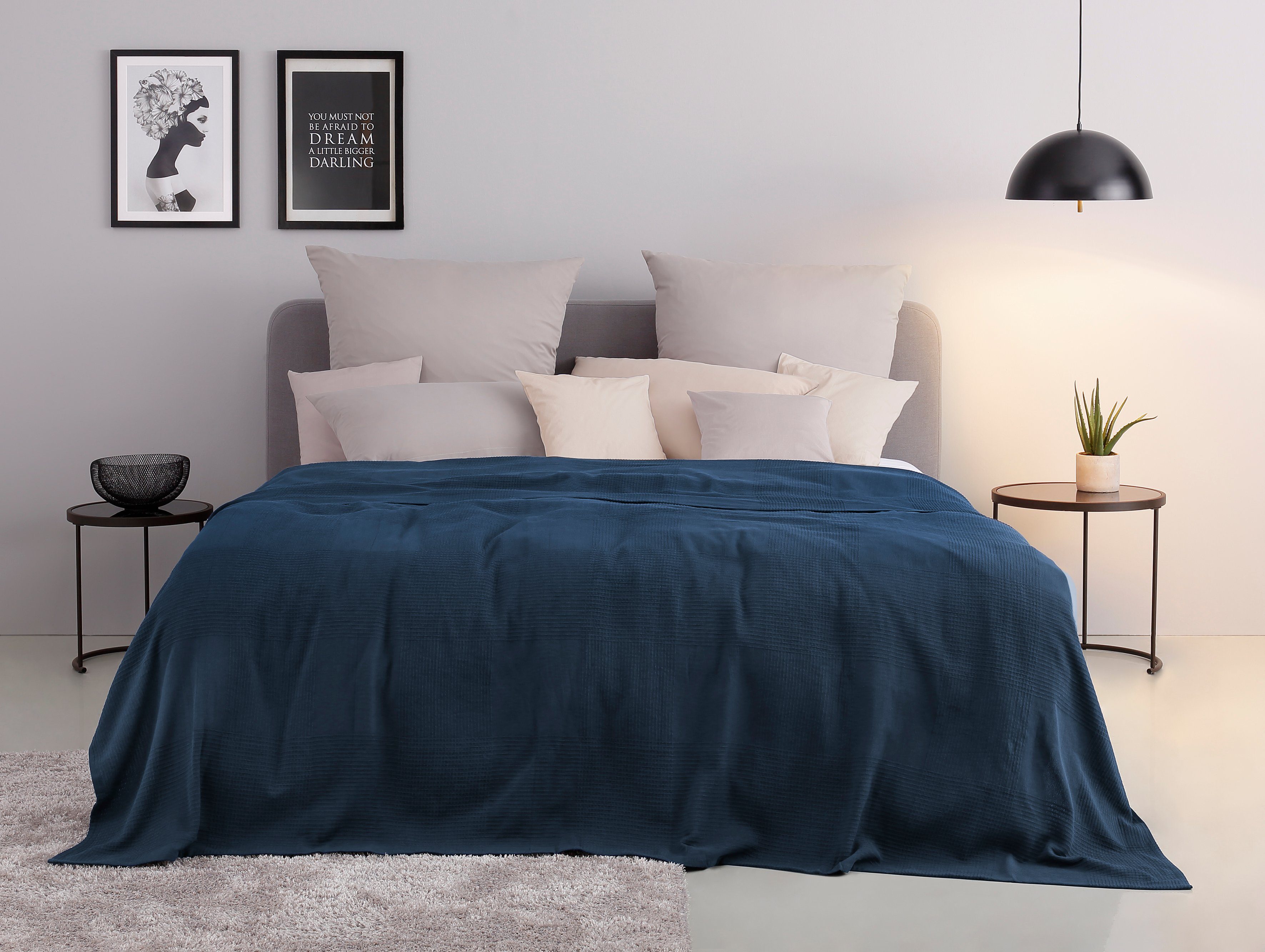 OTTO home Tagesdecke Mira, leichte Tagesdecke aus 100% Baumwolle, uni Überwurf, ohne Füllung
