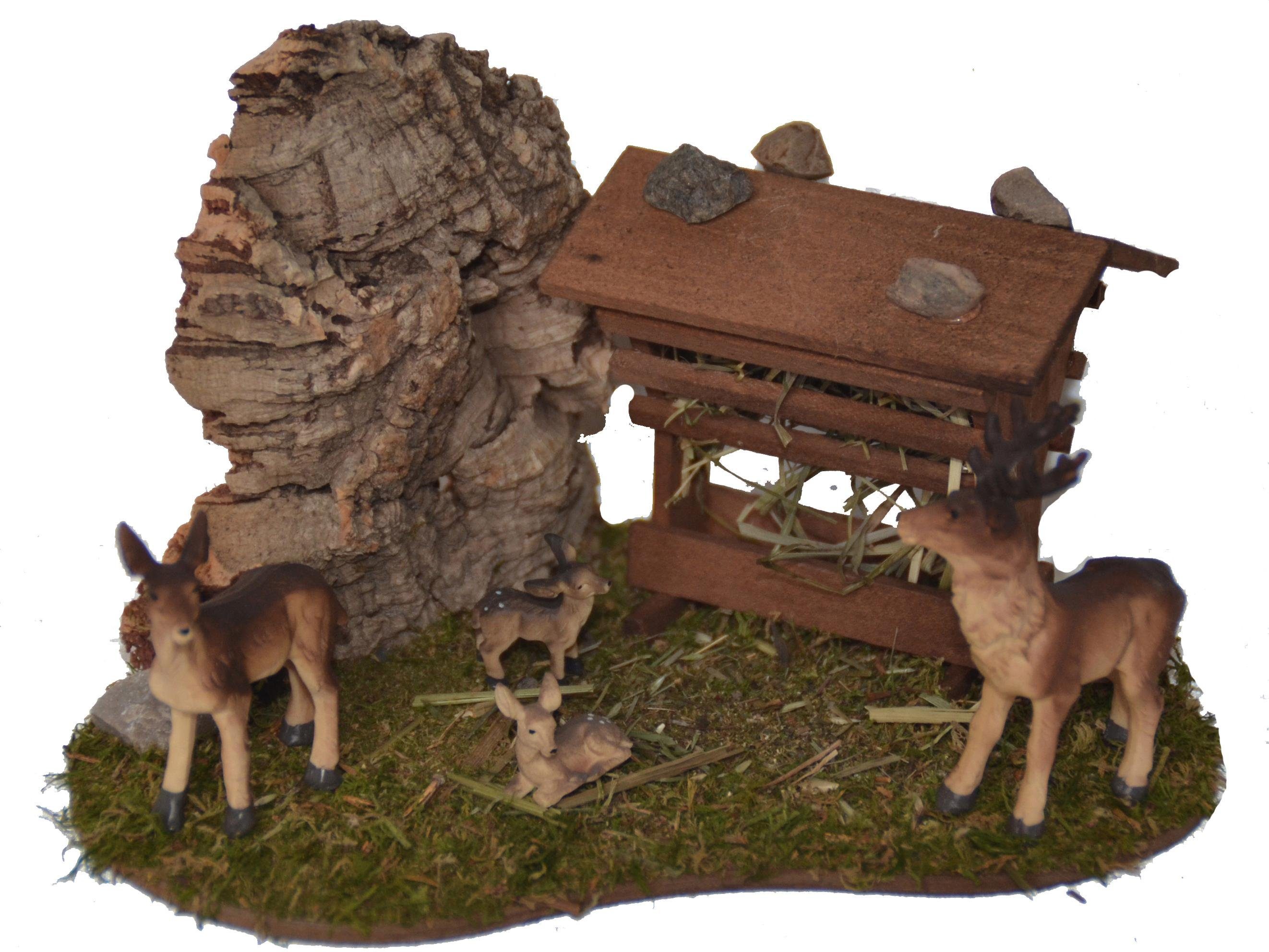 Alfred Kolbe Krippen-Zubehör Futterraufe mit Rehfamilie, Weihnachtsdeko (Se günstig online kaufen