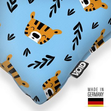 Kissenbezug, VOID (1 Stück), Sofa-Kissen Kleiner Tiger blau Kissenbezug Dschungel Kinder Katze Afrika Urwald Zoo Baby Af