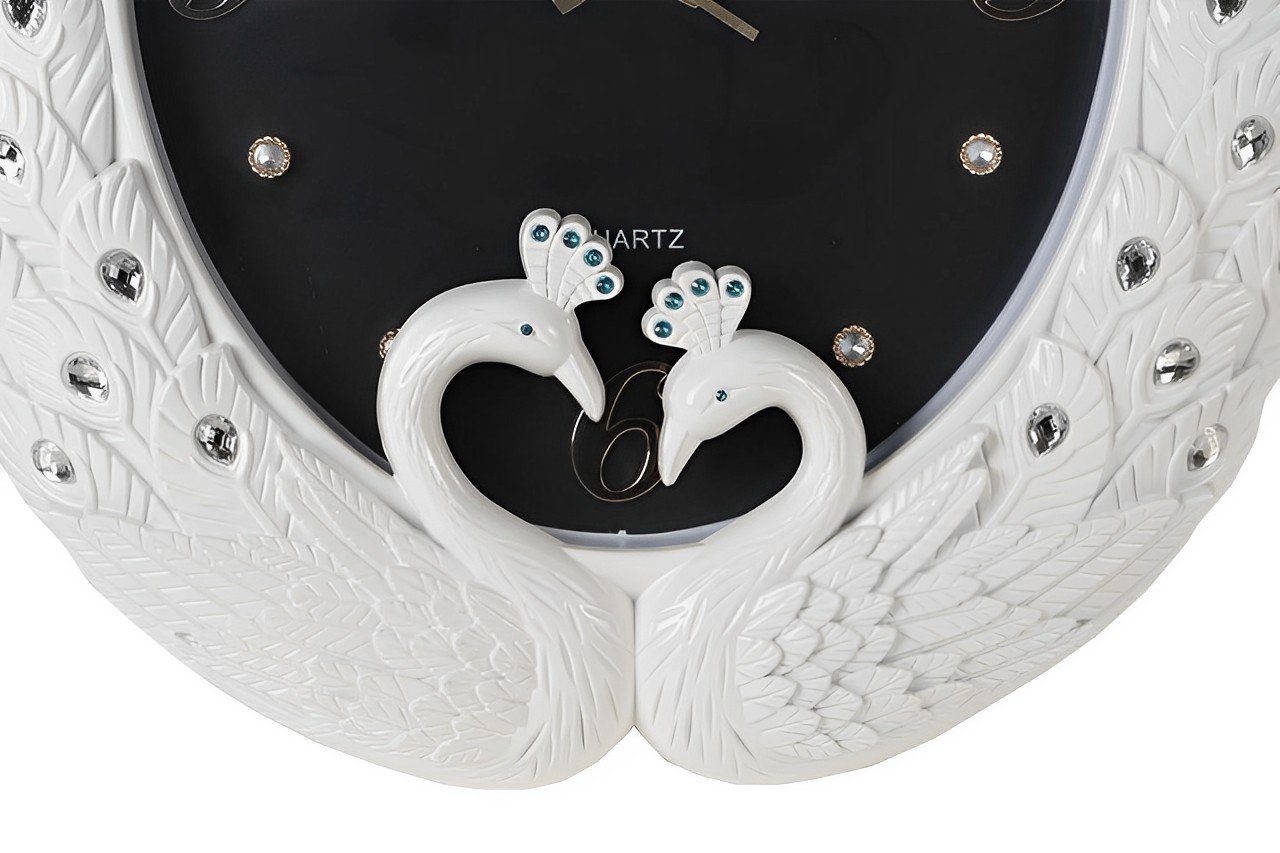 Dekonaz Wanduhr Wanduhr, Wohndekoration, Schwan-Design, Schwarz & Weiß