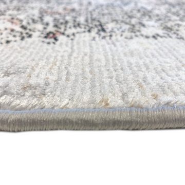 Teppich Abstrakt orientalischer Seidenoptikteppich grau-orange, Carpetia, rechteckig, Höhe: 7 mm