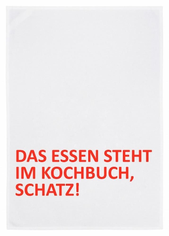 17;30 Hamburg Geschirrtuch DAS ESSEN STEHT IM KOCHBUCH, SCHATZ!, (1-tlg), 50x70cm, Siebdruck