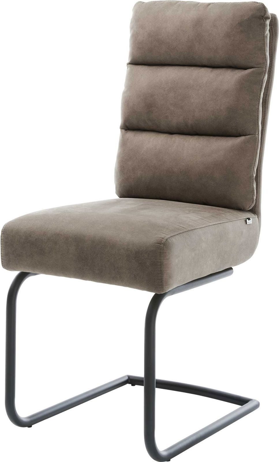 DELIFE Polsterstuhl Pela-Flex, Freischwinger rund Schwarz Mikrofaser Taupe günstig online kaufen