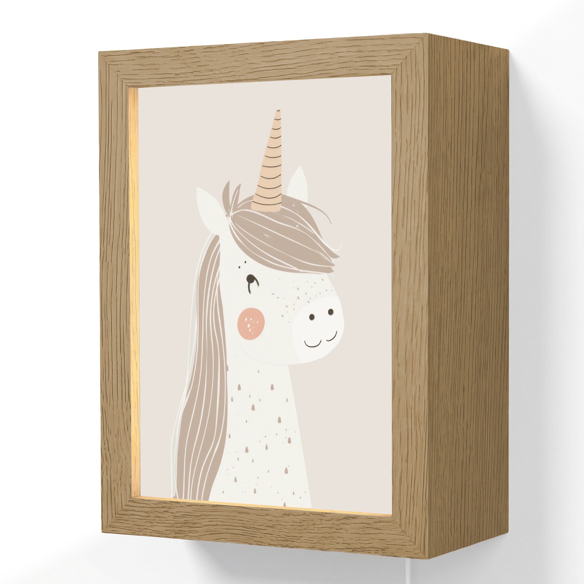 OnlyWow Wandleuchte Lightbox Einhorn - Pastellfarben - Einhorn - Mädchen, Dimmbar, Farbwechsel, LED, Warmweiß, Kaltweiß, Neutralweiß Einstellbar, Wandlampe Innen, Dimmbar, mit Kabel, LED, Beleuchtung, Kinderzimmer