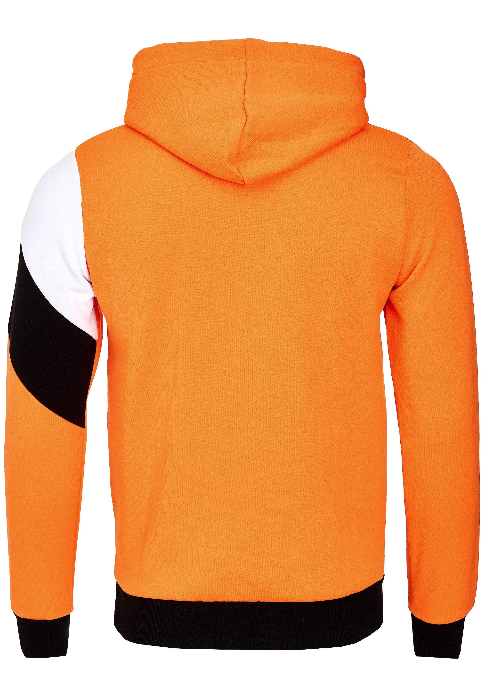 sportlichem Rusty in Neal Design Kapuzensweatshirt orange-weiß