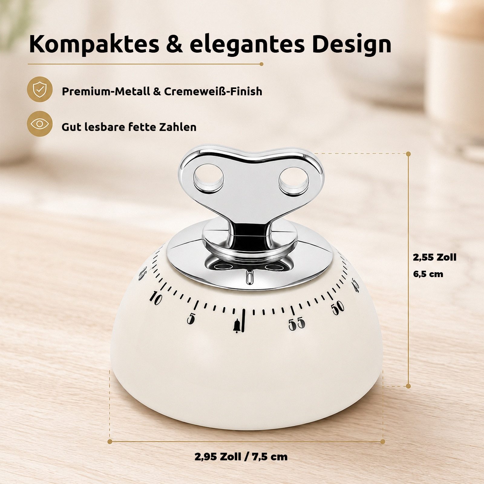 BlingBin Küchentimer Magnetischer mechanischer Küchentimer 60 Min, Eieruhr mit lautem Alarm Kurzzeitwecker für Küche, Büro und Studium