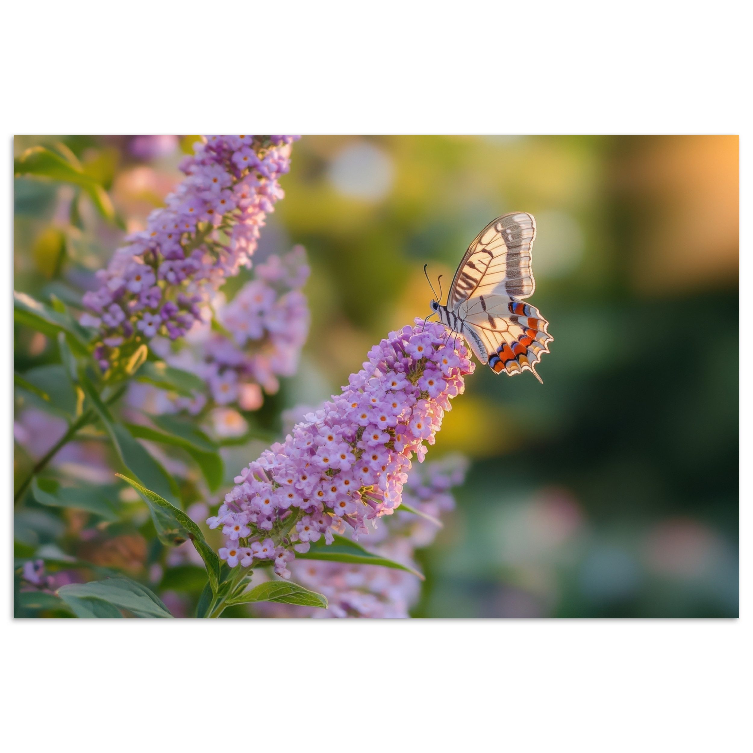 MuchoWow Poster Verschnörkelt - Schmetterling - Lila - Blumen, (1 St), Poster ohne Rahmen, Wandbild, Wandposter, 30x20 cm