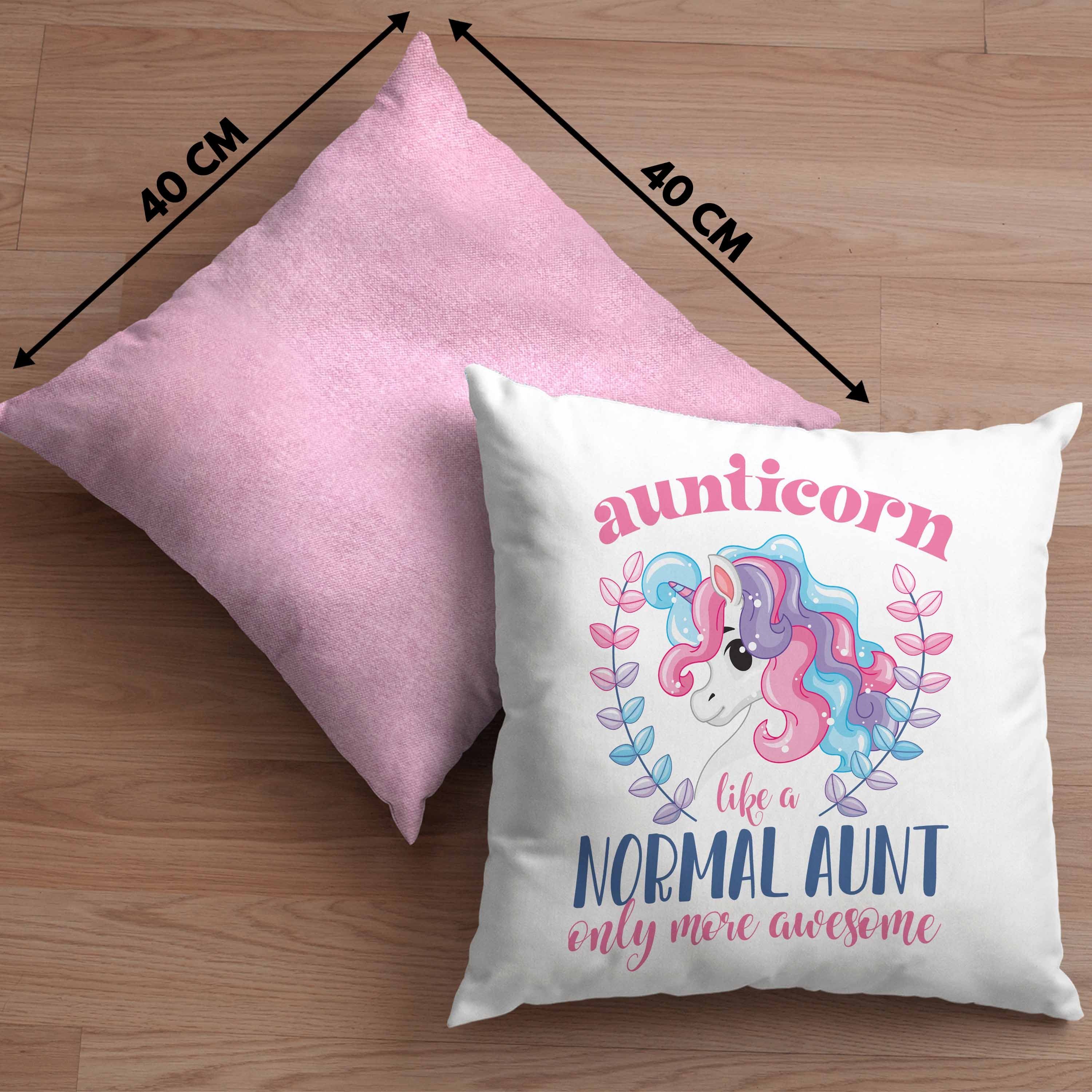 Trendation Dekokissen Trendation Aunitcorn Lustig - Dekokissen Geschenkidee Füllung für Geschenk Beste Geburtstag Rosa 40x40 Kissen Kissen Tante Tante mit