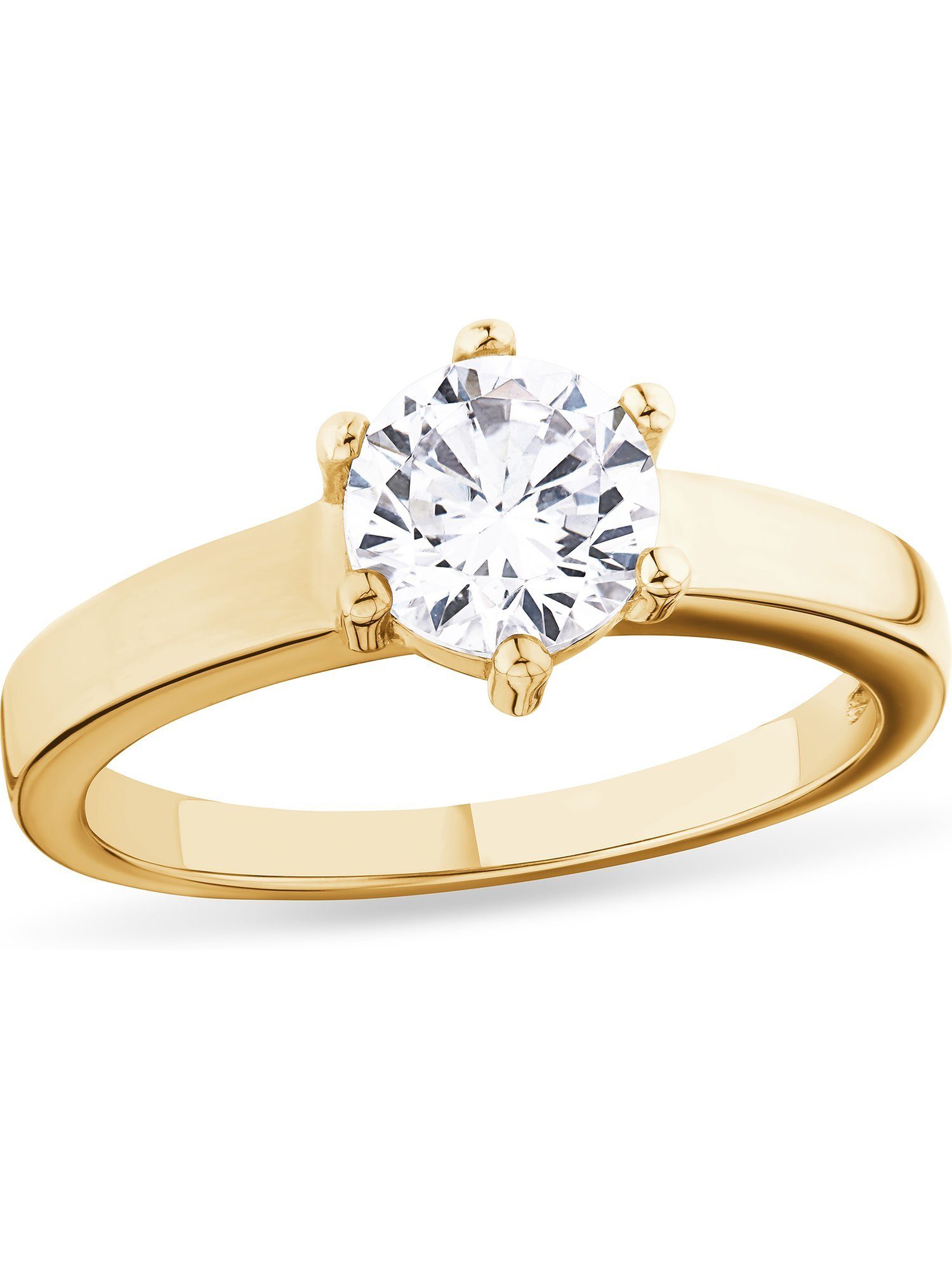 Zirkonia, FAVS Fingerring Damen-Damenring gelbgold synthetisch Zirkonia, 1 Silber FAVS 925er