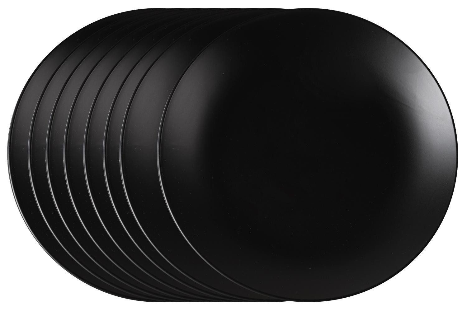 HIT Trading Speiseteller BRUNCH, Ø 27 cm, Schwarz matt, Porzellan, (8 St)