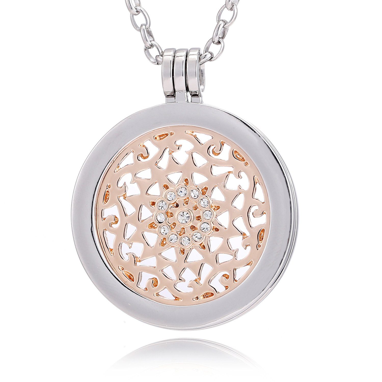 Morella Kette mit Anhänger Damen Halskette 70 cm mit Coin 33 mm (2-tlg), Si günstig online kaufen