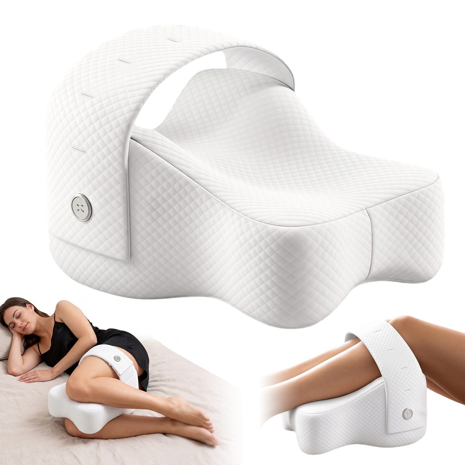 AKKEE Kniekissen Orthopädisches Kniekissen Seitenschläferkissen aus Memory Schaum, Ergonomische für Schwangerschaft Abnehmbarer Bezug