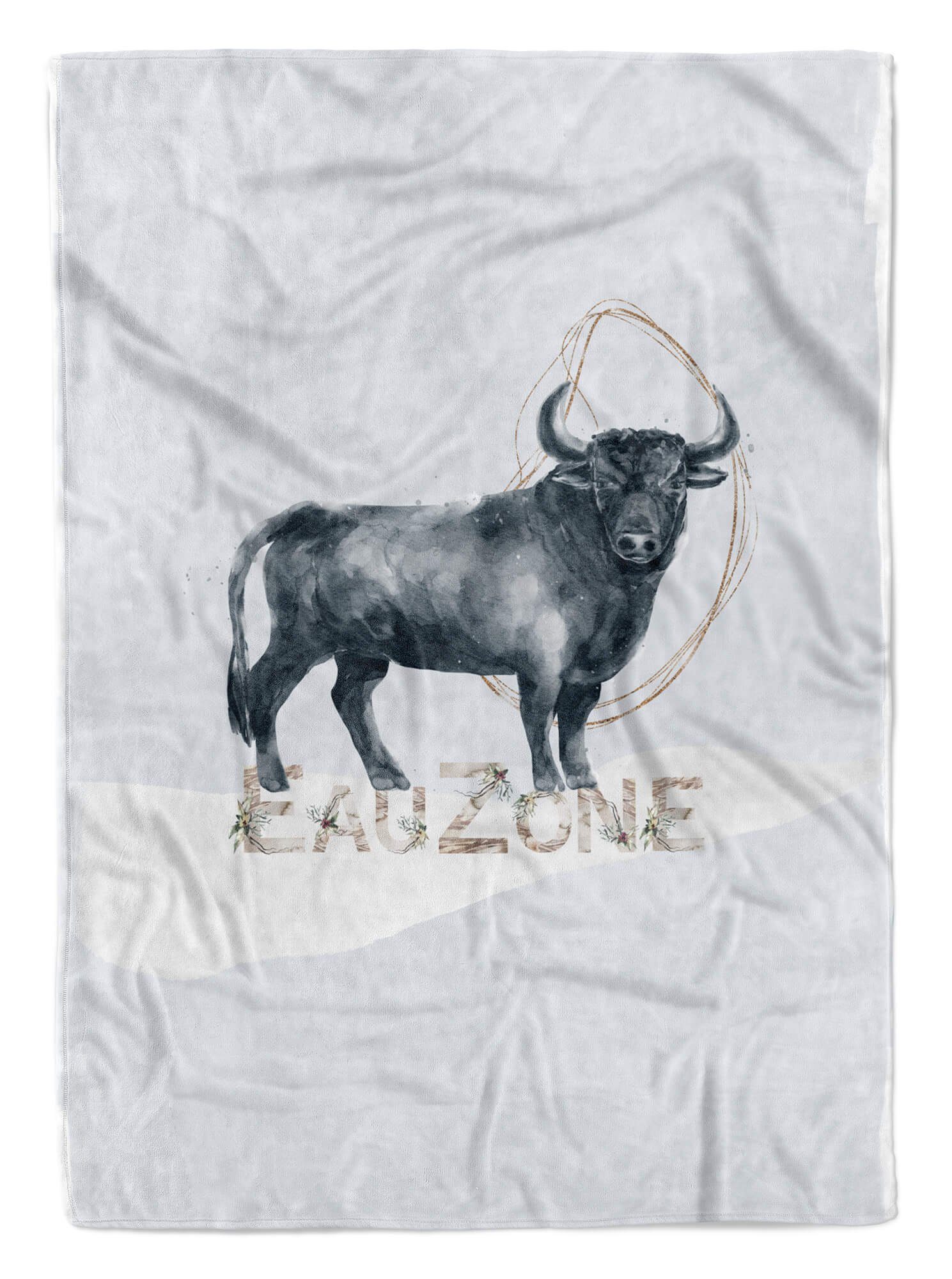 Handtücher Handtuch Strandhandtuch Saunatuch Kuscheldecke Stier Wasserfarben Bulle, Baumwolle-Polyester-Mix (1-St), Handtuch