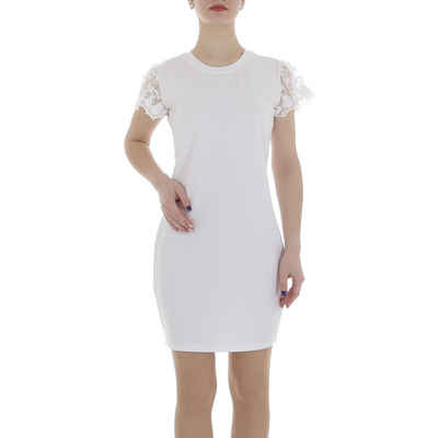 Ital-Design Sommerkleid Damen Freizeit (86164388) Spitze Minikleid in Weiß