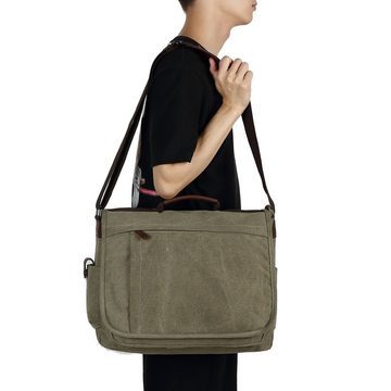 TAN.TOMI Messenger Bag Messenger Bags Umhängetaschen Herren aus Canvas Schultasche, A4 Laptoptasche für 15,6 Zoll Laptop Arbeitstasche Aktentasche Groß
