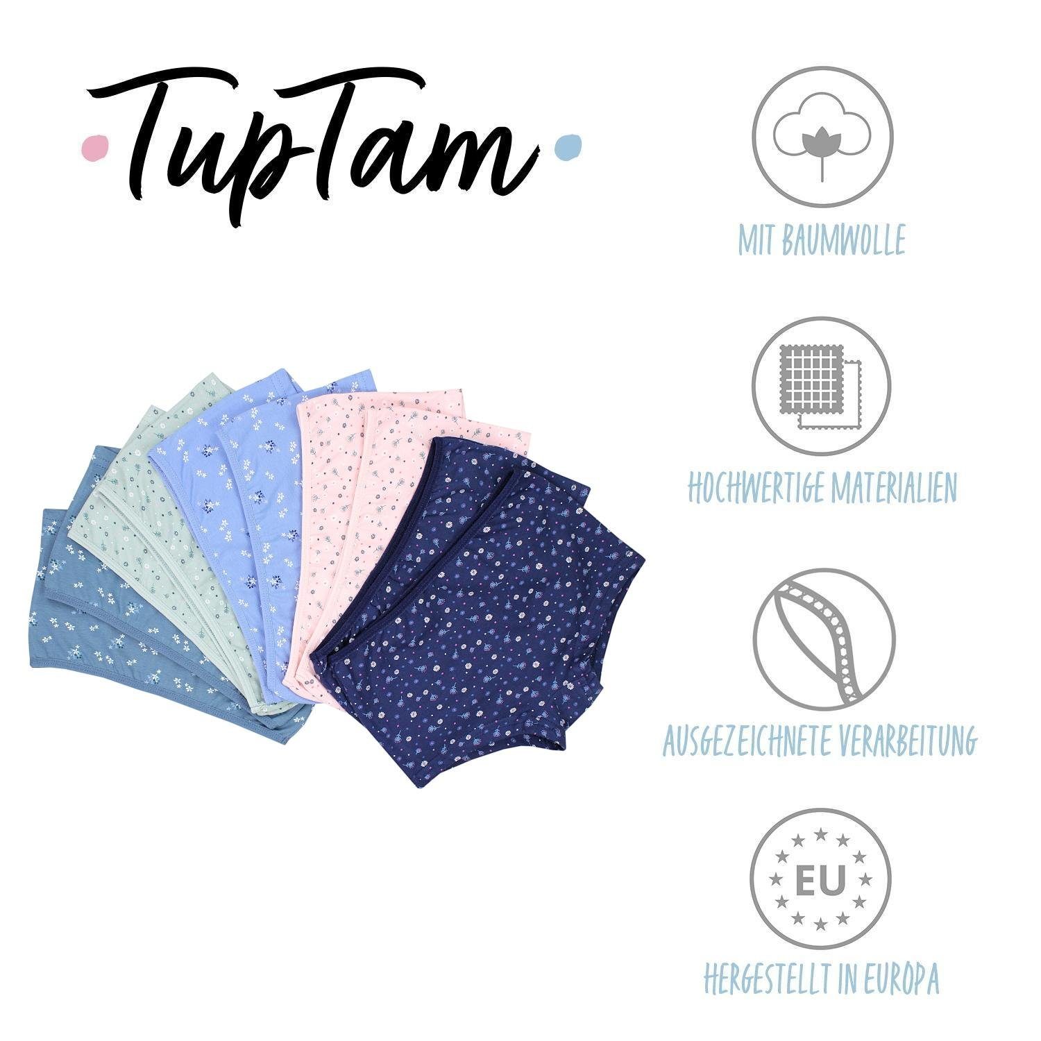 TupTam 10er TupTam - mit Blau Slip Mädchen Dunkeltürkis Pack Slips Rosa Dunkelblau Grün Blümchen Shorts Aufdruck