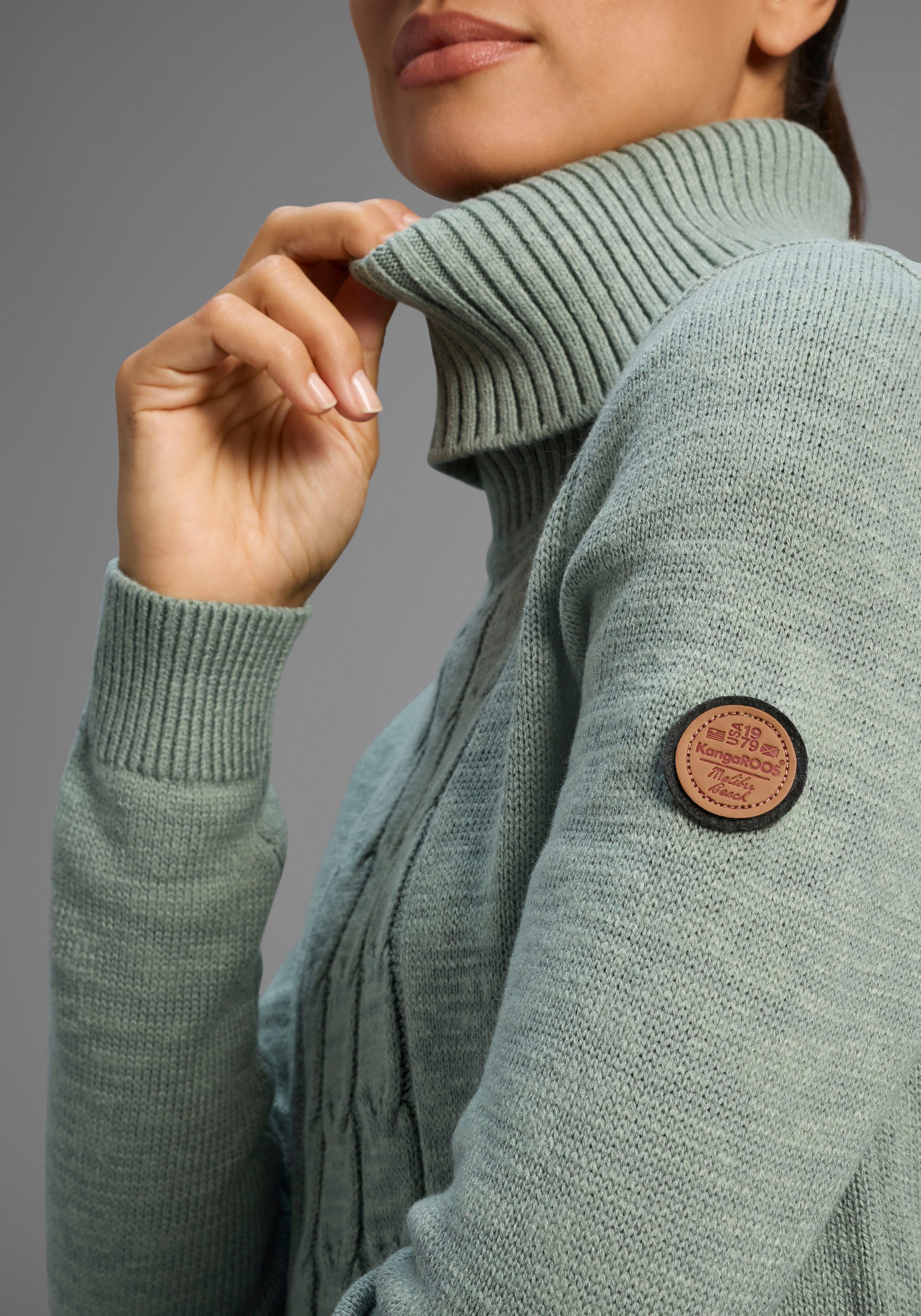 KangaROOS Rollkragenpullover mit tollem Zopf-Strickmuster günstig online kaufen