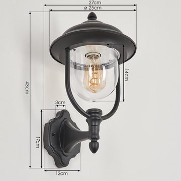 hofstein Außen-Wandleuchte »Sammordenchia« Außenleuchte aus Aluminium/Kunststoff in Schwarz/Klar, ohne Leuchtmittel, Vintage Wandlampe mit Lichteffekt E27, IP43