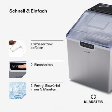 Klarstein Eiswürfelmaschine Icefestival, Elektrischer Eiswürfelbereiter Eismachinen Wassertank 3,2 L