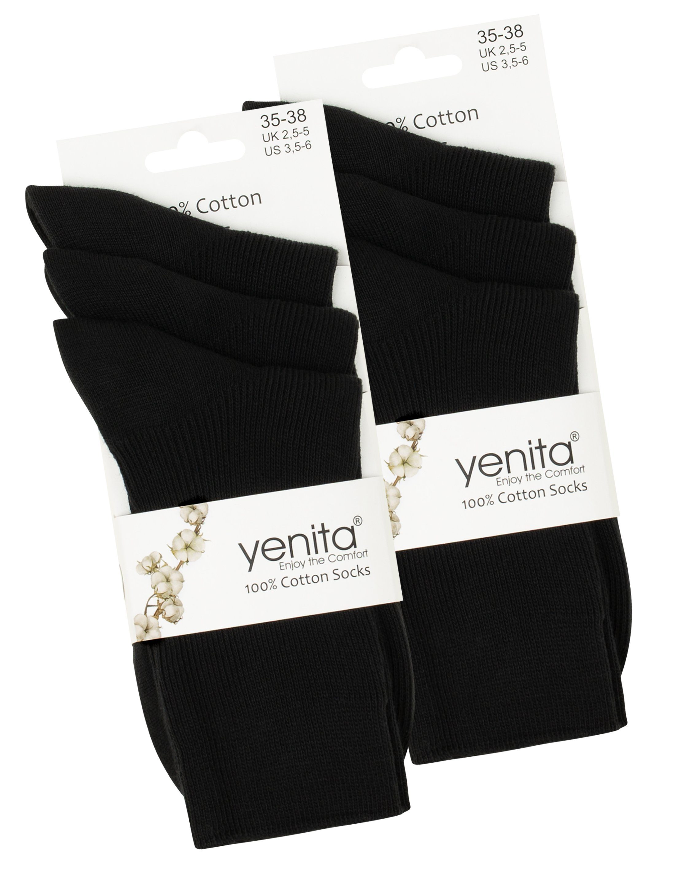 schwarz Handgekettelte Zehennaht Yenita® Socken (6-Paar)